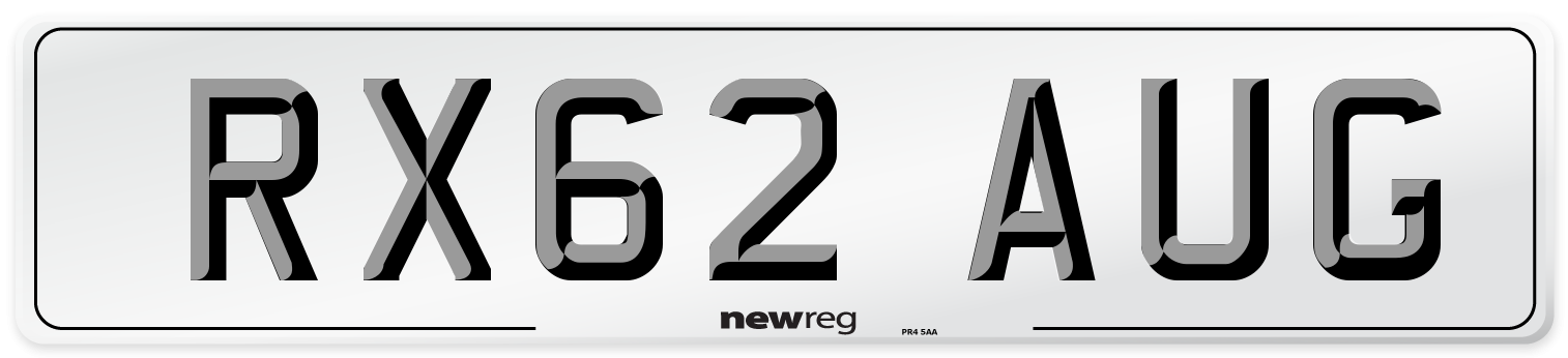 RX62 AUG Number Plate from New Reg